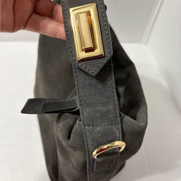 Beautiful Claudia Firenze Charcoal Gray Suede Arm, Shoulder or Crossbody Bag. - Picture 13 of 16